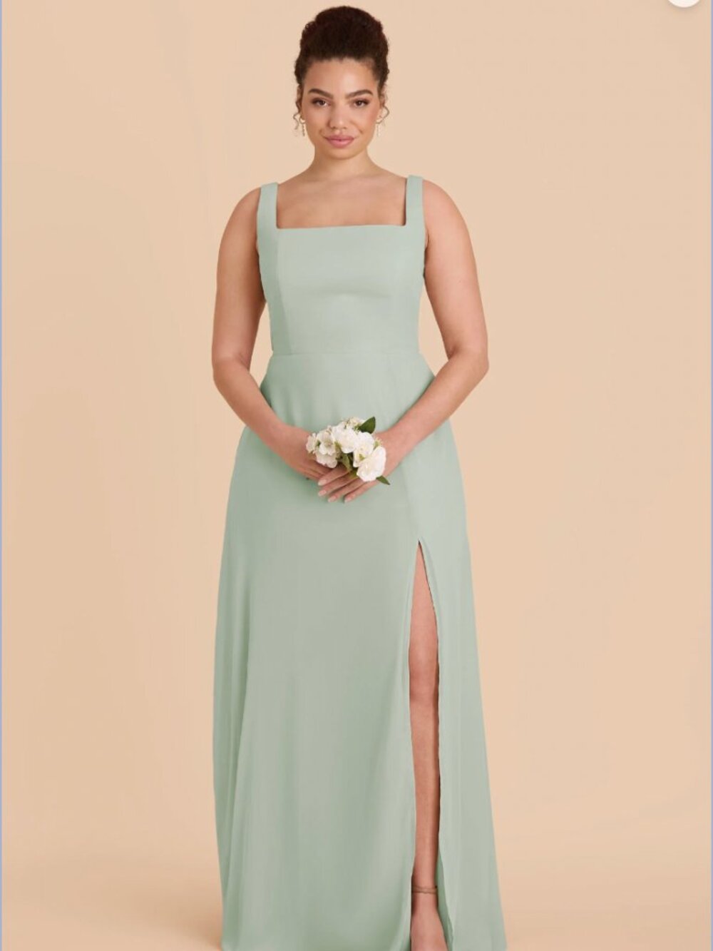 Birdy Grey Alex Dress with pockets Sage Chiffon NWT Bridesmaid Maxi Gown Green